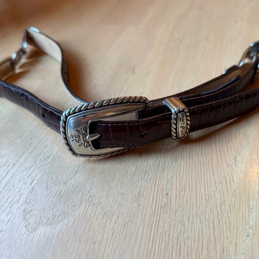 Brighton  Leather Silver  Concho  Western Belt Ladies 40348 Made in USA 32 Brown